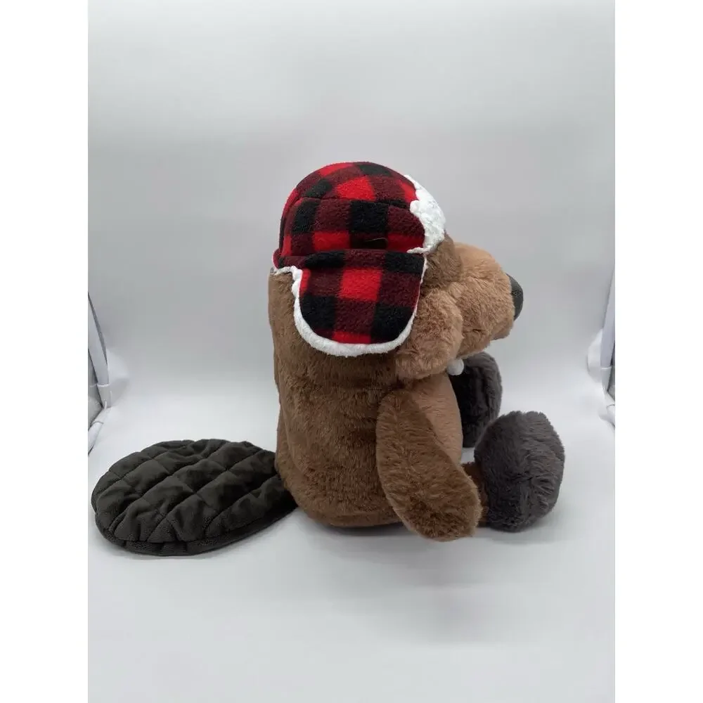 Giggle Scape Beaver Stuffed Animal Plush w/ Red Black Plaid Hat 2025 F440298